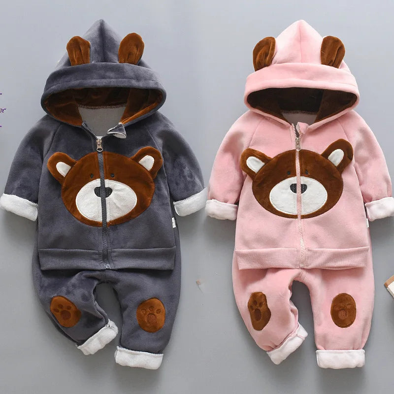 Boys Clothing Sets Children Fashion Cartoon Bear Baby T-shirt Vest Coat And Pants Suit 2pcs Outfits Kids Sport Suit1-4 years