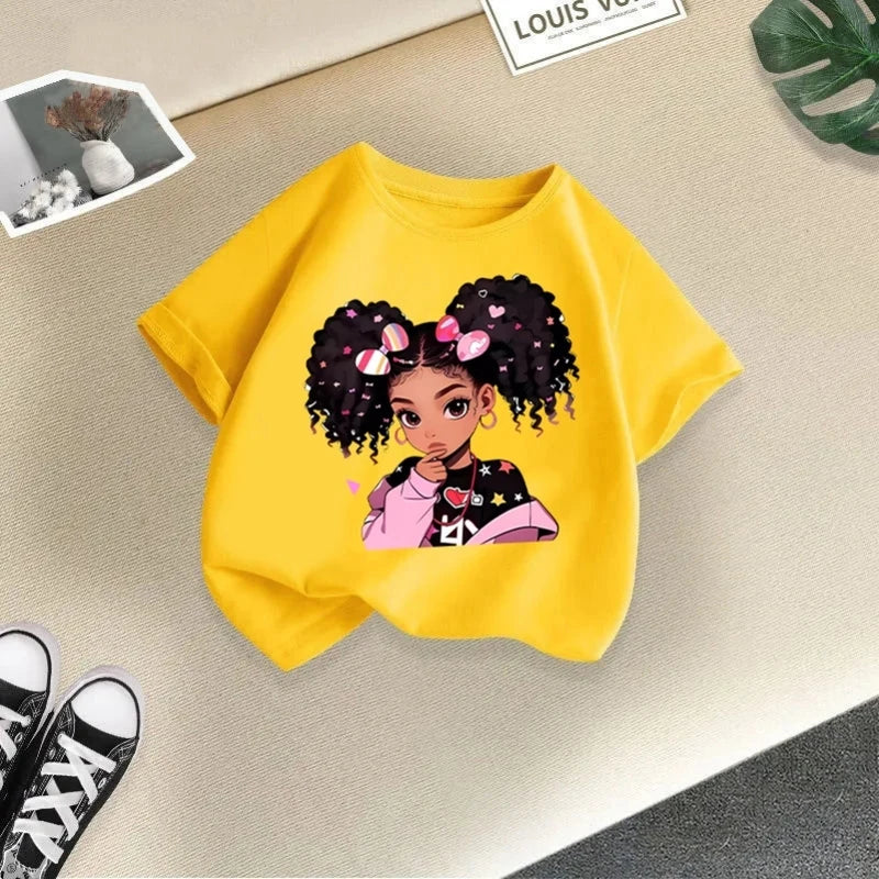 Children's Clothing,short Sleeves for Girls,2025 Summer New Girls' T-shirts,pure Cotton Fashionable Printed Children's Top Trend