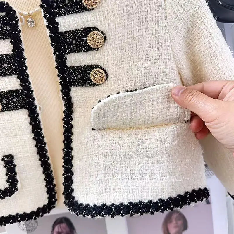 Girls' Clothing Set 2025 Spring and Autumn New Style Children's Fashion Coat Half Shorts Two Piece Set