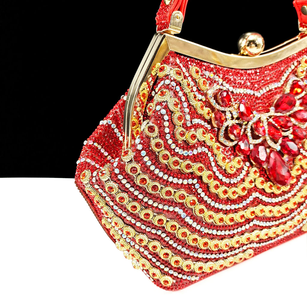 2024 Italian Design Full Rhinestone Comfortable high heel shoes And Bag Fashion Style Pointed-Toe Shoes For Women