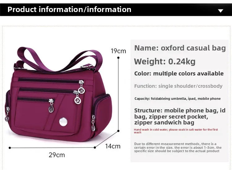 New Women Bag Nylon Waterproof Messenger Bags For Lady Crossbody Shoulder Bag Casual Handbags High Quality Multifunctional