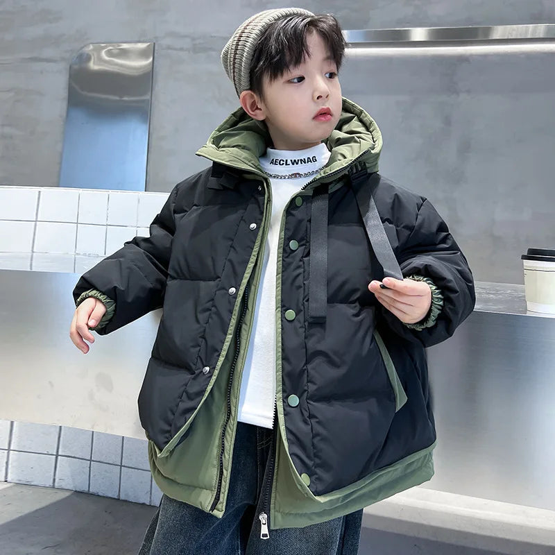 Boys Cotton Clothing 2025 Autumn and Winter New Childrens Clothing Korean Boys Baby Foreign Style Thickened Down Cotton Clothing