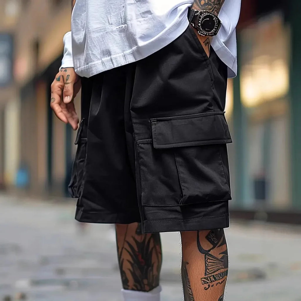 Men's Cargo Shorts 2025 Summer Loose Casual Five-pocket Cargo Shorts Street Solid Color Breathable Outdoor