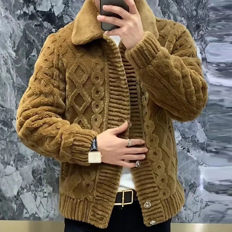 Winter Coats For Mens Warm Thickened Furry Cozy Fleece Jacket Autumn Men's Daily Casual Zipper Turn-down Collar Coat Jackets