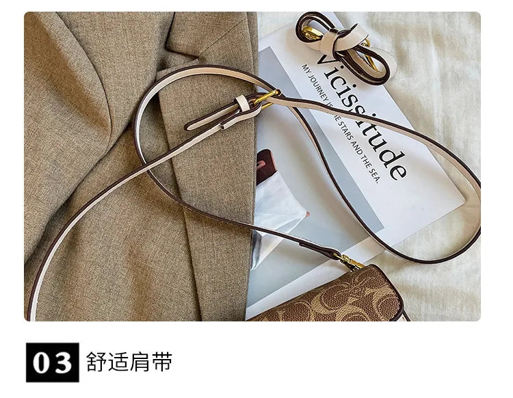 Women Bags Elegant Underarm Bag Letter Print Single Shoulder Crossbody Bag PU Leather Small Messenger Bag Flip Women's Handbags