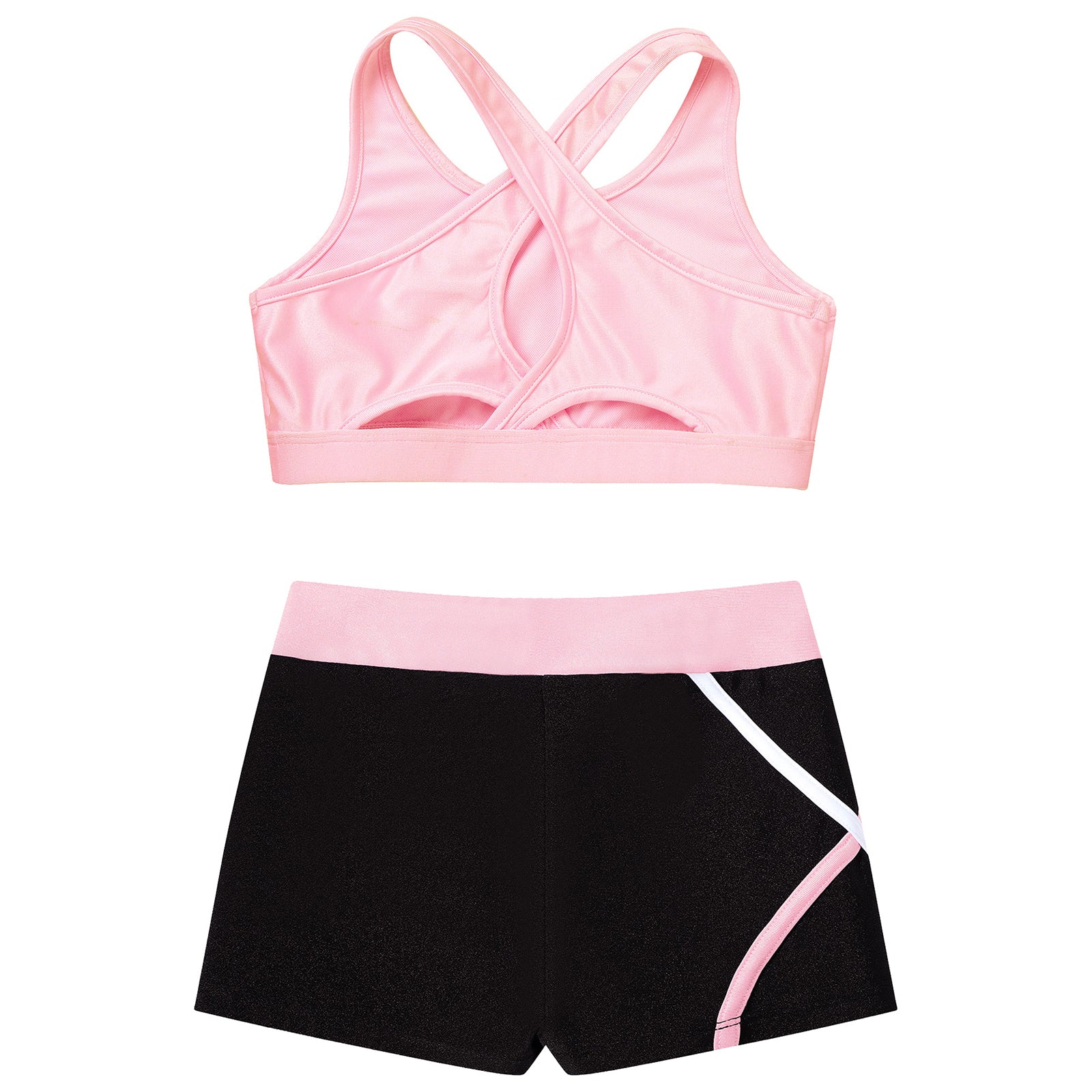 Kids Girls Dance Gymnastics Sports Outfits Sleeveless Crop Top with Shorts Tracksuit Set 2 PCS Yoga Workout Summer Girl Clothing