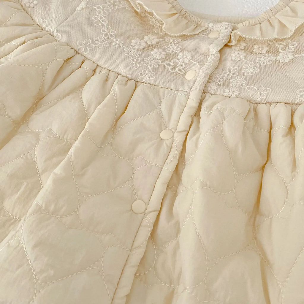 Girls' cotton coat, winter clothing, new western-style baby flower bud pleated cotton coat, children's thick warm cotton clothin