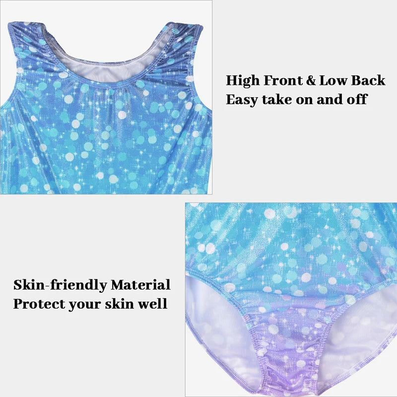 Girls  Vest  Gymnastics Leotard Sparkle 4 Piece Dance Unitard for Kids Toddler Athletic Tumbling Outfits