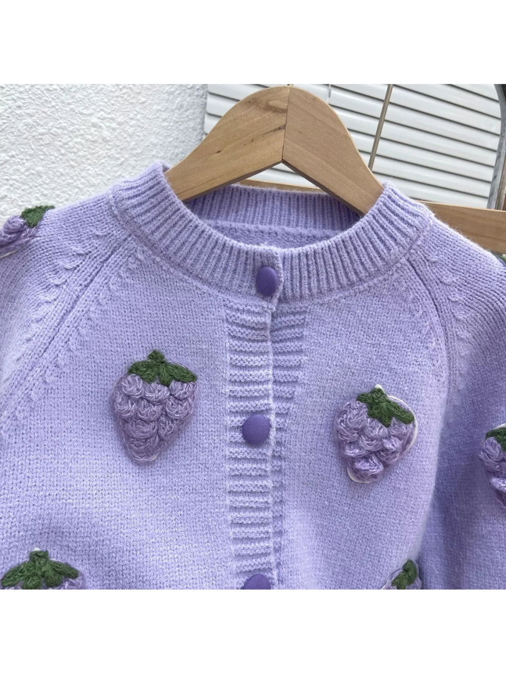 Children's Clothing, Girls' Sweaters, Cardigans, Spring & Fall Kidsren's Outwears, Little Girls' Fashionable Handmade Grape Tops