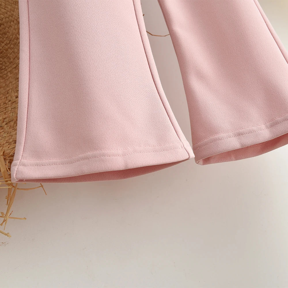 Girls Clothes 2025 Autumn New Color Blocked Casual Sportswear Long Sleeved Letter Printed Top+Pants Children's Fashion Clothing