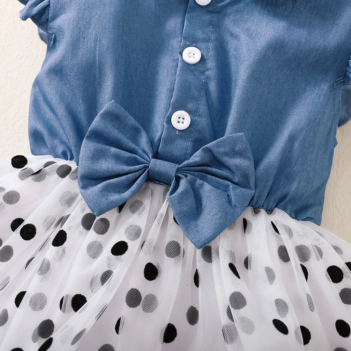 Girls Clothing Flying sleeve Dress Blue Polka Dot chiffon Children's Dress suitable for 1-6 Year old Girls Summer Dress