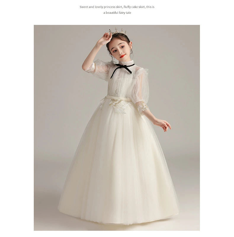 Children Clothing Green Dress for Girls 3 To 14 Year Elegant Formal Evening Dresses Long Luxury Cute Kid Wedding Party Ball Gown