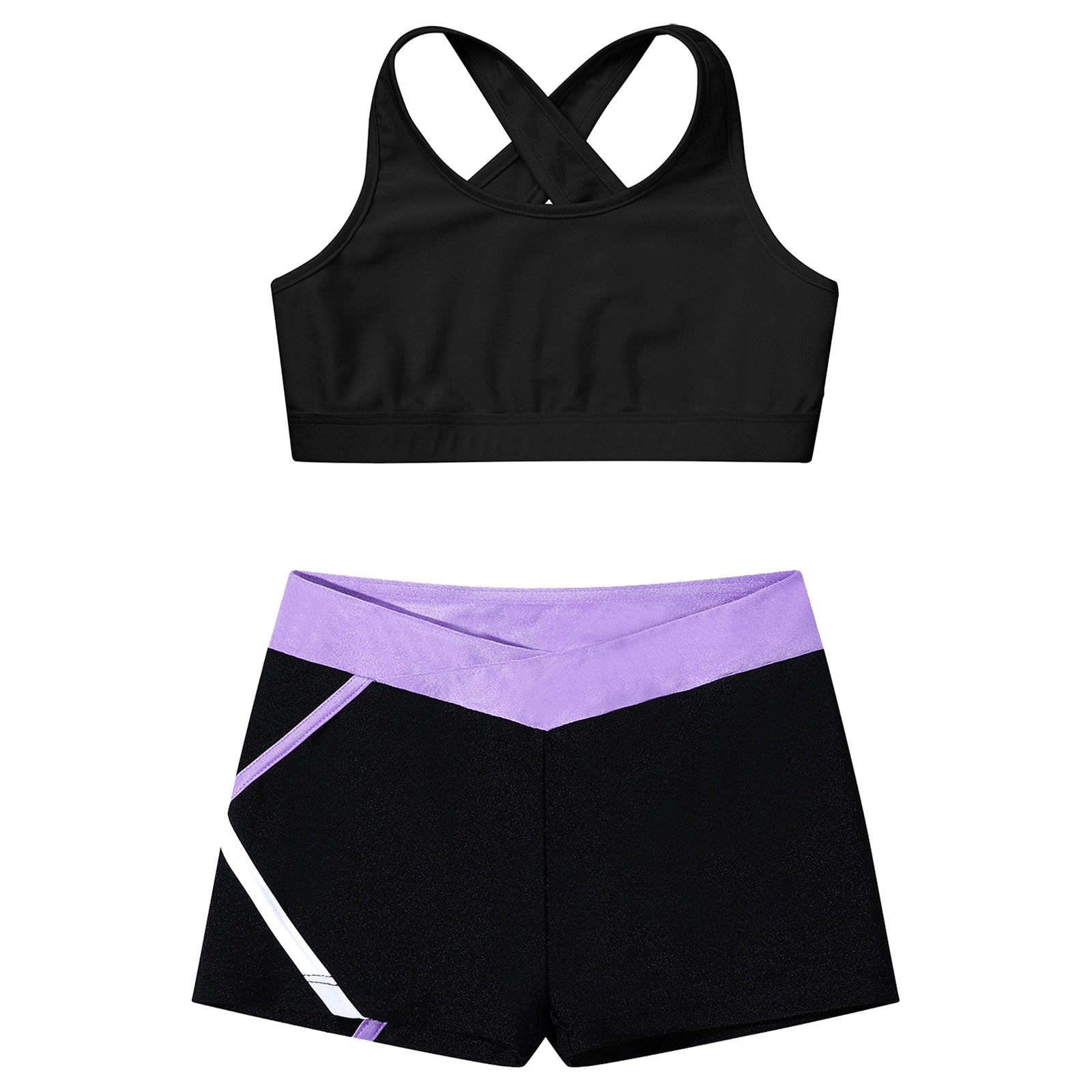 Kids Girls Dance Gymnastics Sports Outfits Sleeveless Crop Top with Shorts Tracksuit Set 2 PCS Yoga Workout Summer Girl Clothing
