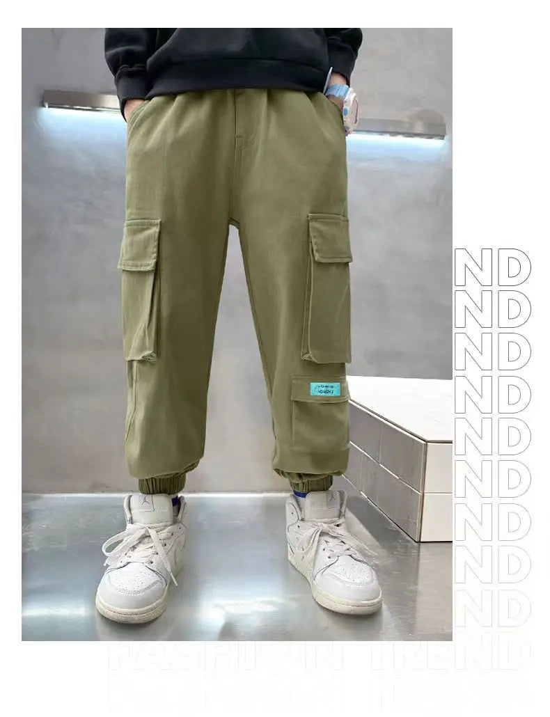 Boys Cargo Pants Spring Autumn Thick Boys Trousers Casual Kids Sport Pants Teenage Children Clothes For 5-12 Years Kids Clothing