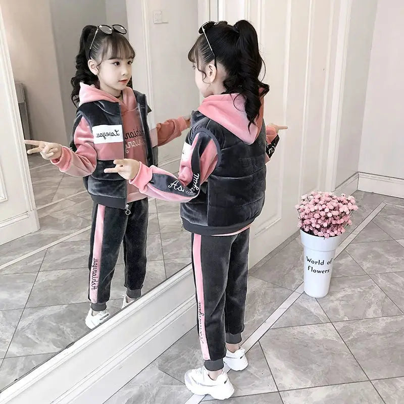 Girls Clothes Set Winter Jacket + Trousers Pants 3 PCS Children Clothing for Girl Teen Kids Girls Clothes 2 4 6 8 10 11 12 Years