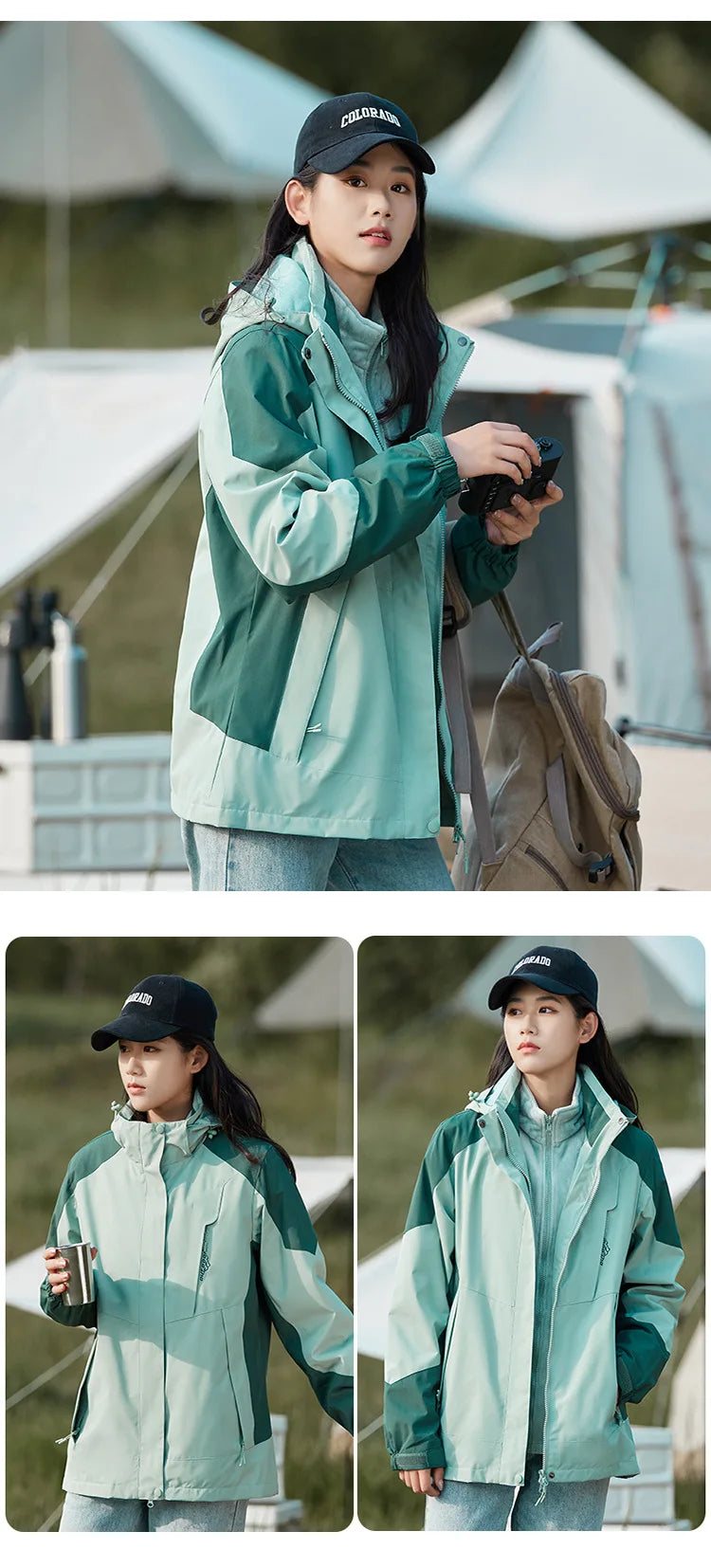 Waterproof Hiking Jackets Women Windbreakers Down Jacket for Women   New Three-in-one Mountaineering Coats Clothes