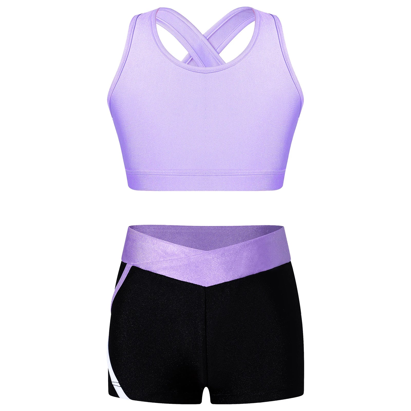 Kids Girls Dance Gymnastics Sports Outfits Sleeveless Crop Top with Shorts Tracksuit Set 2 PCS Yoga Workout Summer Girl Clothing