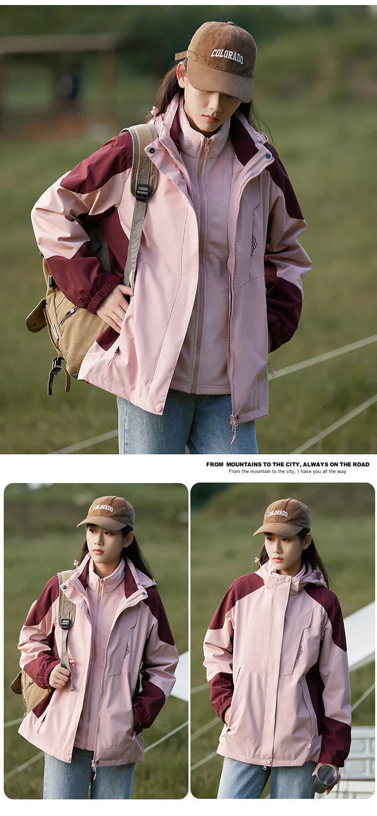 Waterproof Hiking Jackets Women Windbreakers Down Jacket for Women   New Three-in-one Mountaineering Coats Clothes