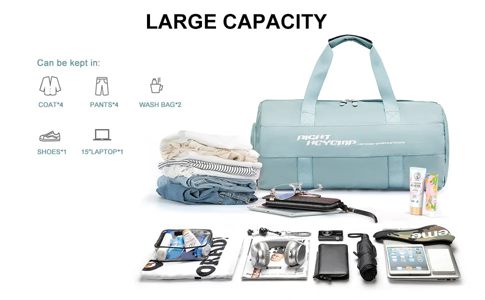 Travel Bags for Women Large Capacity Sports Fitness Bags Hand Luggage with Shoe Compartment Short Distance Travel Crossbody Bag