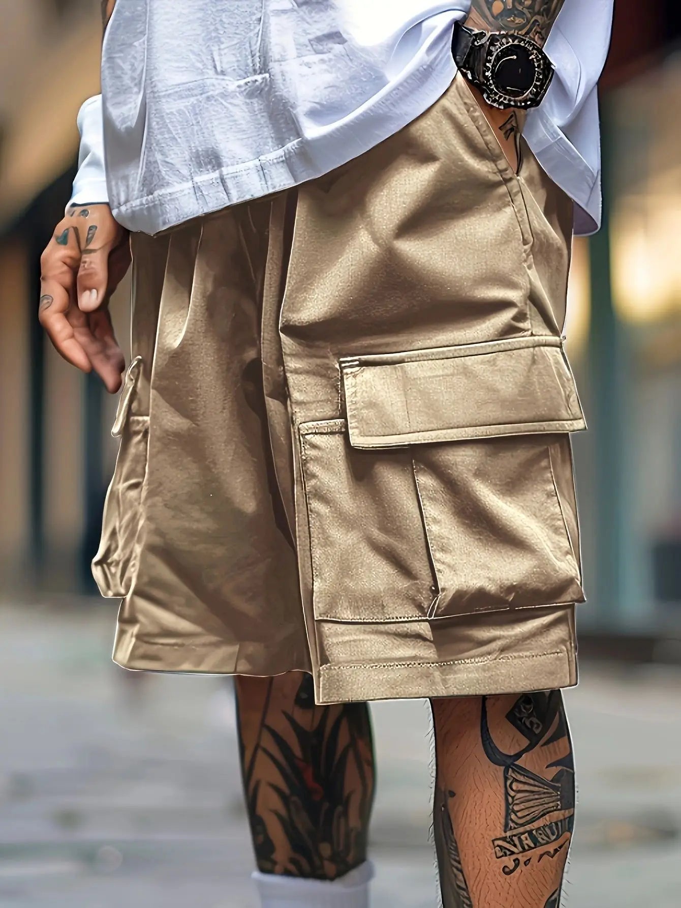 Men's Cargo Shorts 2025 Summer Loose Casual Five-pocket Cargo Shorts Street Solid Color Breathable Outdoor