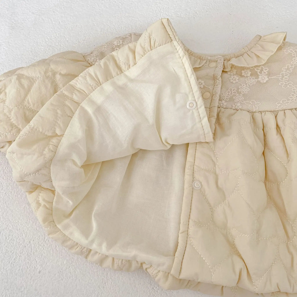 Girls' cotton coat, winter clothing, new western-style baby flower bud pleated cotton coat, children's thick warm cotton clothin