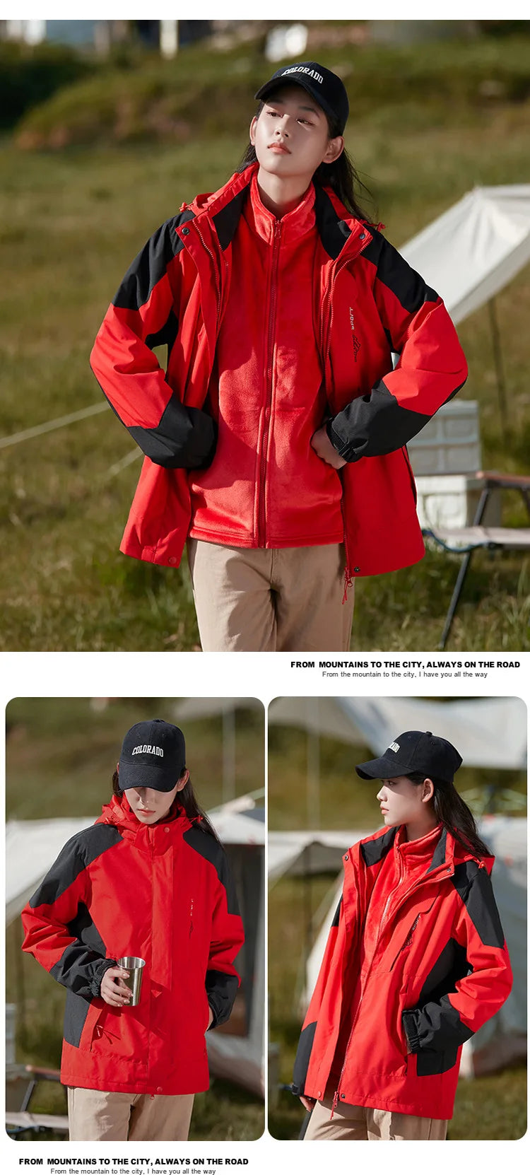 Waterproof Hiking Jackets Women Windbreakers Down Jacket for Women   New Three-in-one Mountaineering Coats Clothes