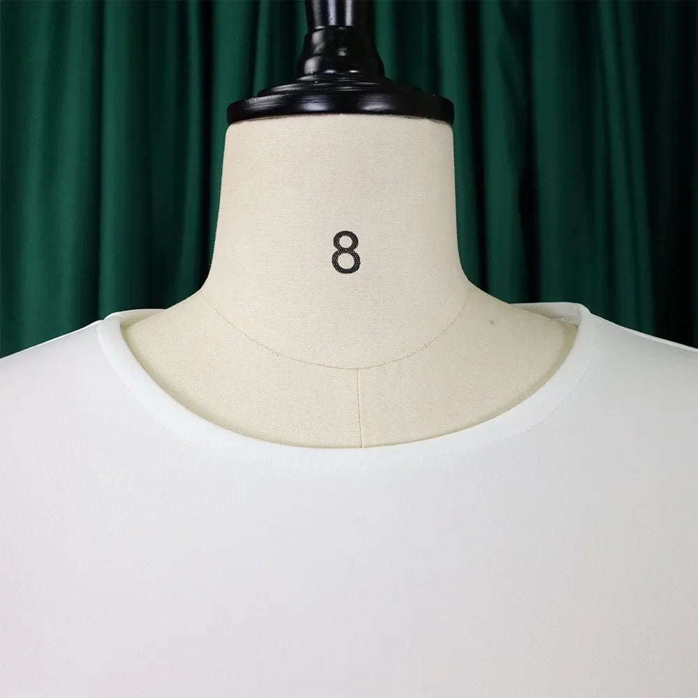 Elegant Dresses for Woman 2024 O Neck Short Sleeve High Waisted Pleated Mid Calf Luxury Female Birthday Party Dinner Vestidos