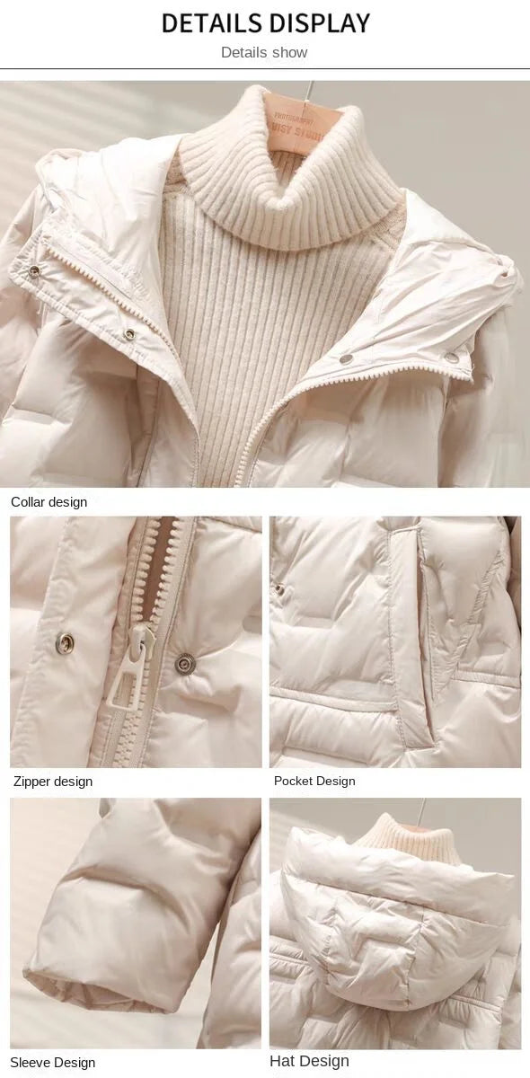 Women's Jackets Autumn and Winter Warm Down Jacket Pressed Rubber Hooded Coat 2024 New Light Slim Street Women's Parka Coat