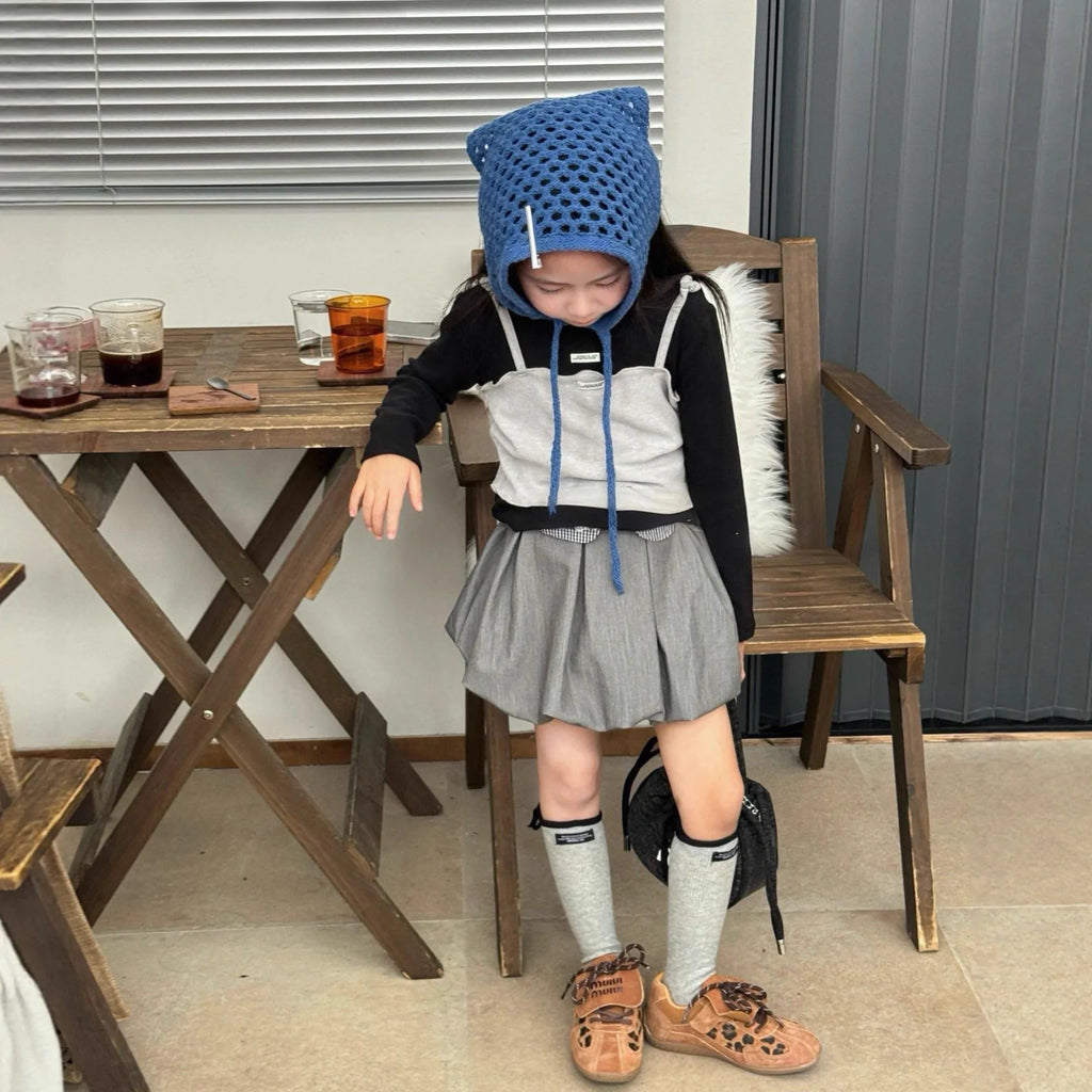 Girls Suit 2025 Autumn New Children's Clothing Girls Baby Fashion Fake Two Bottom Shirt Skirt Two Sets of Casual Simple Match