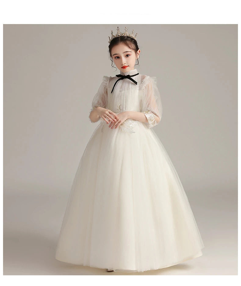 Children Clothing Green Dress for Girls 3 To 14 Year Elegant Formal Evening Dresses Long Luxury Cute Kid Wedding Party Ball Gown