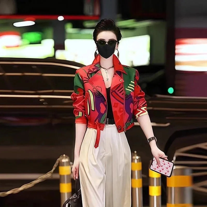 Women Jacket 2025 New Female Short Coat Fashion Printing Jackets Ladies Xiaoxiangfeng High-end Coats With Lining Overcoat Lady