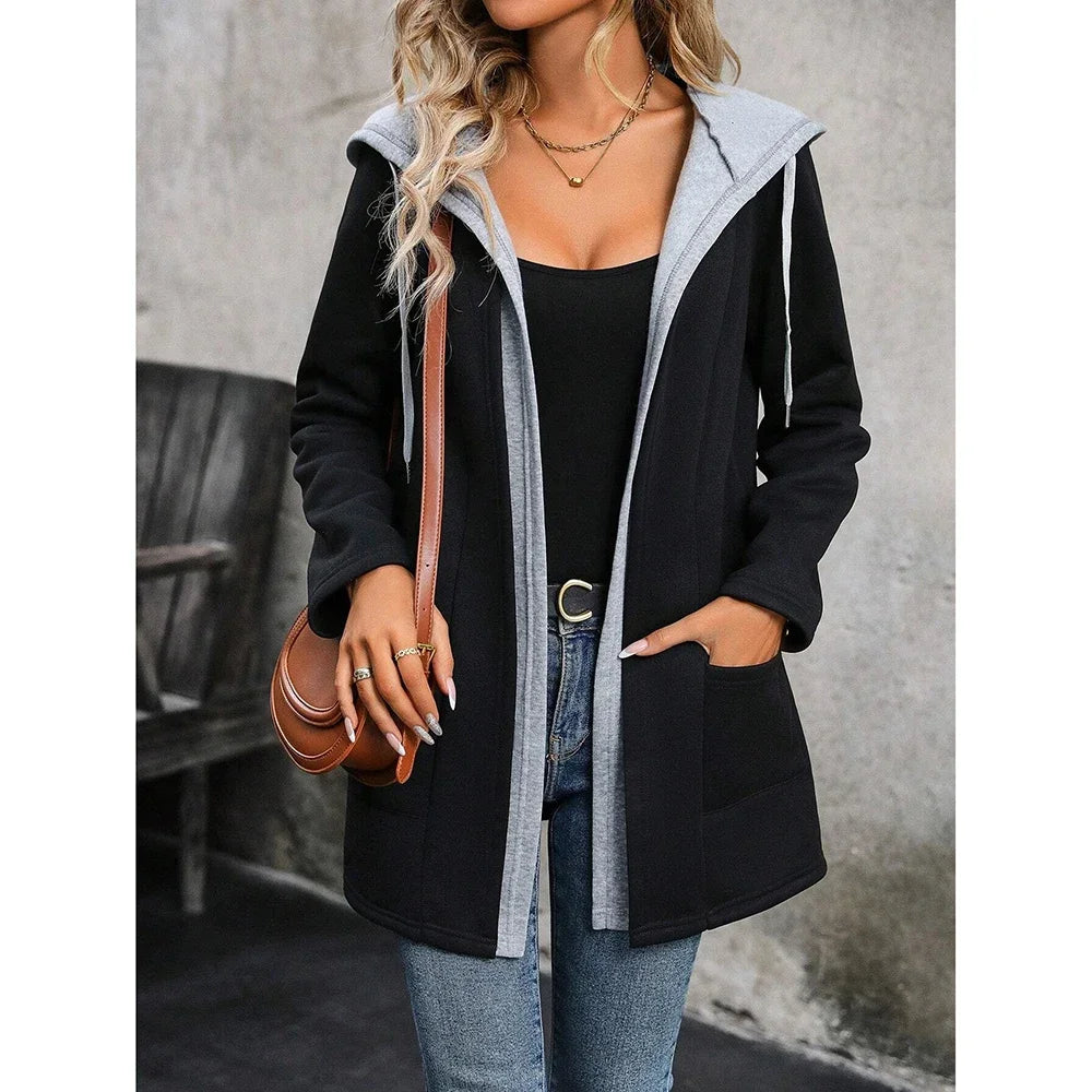 Women's  Coats Autumn Winter Casual Comfortable Multilayer Long Sleeve Hoodie Zipper Coats