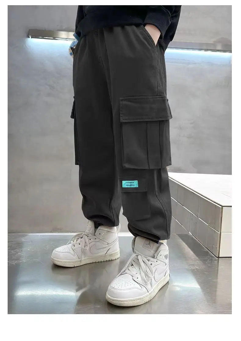Boys Cargo Pants Spring Autumn Thick Boys Trousers Casual Kids Sport Pants Teenage Children Clothes For 5-12 Years Kids Clothing