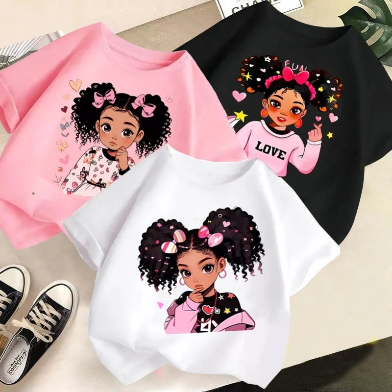 Children's Clothing,short Sleeves for Girls,2025 Summer New Girls' T-shirts,pure Cotton Fashionable Printed Children's Top Trend