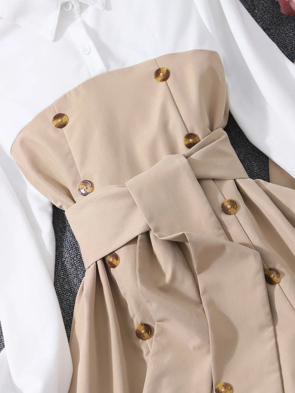 Teen Girls Clothing Set Long Sleeve Solid Color Spring Autumn Belt Children Suit Casual Elegant Comfort Girls Outfits 13-16Y