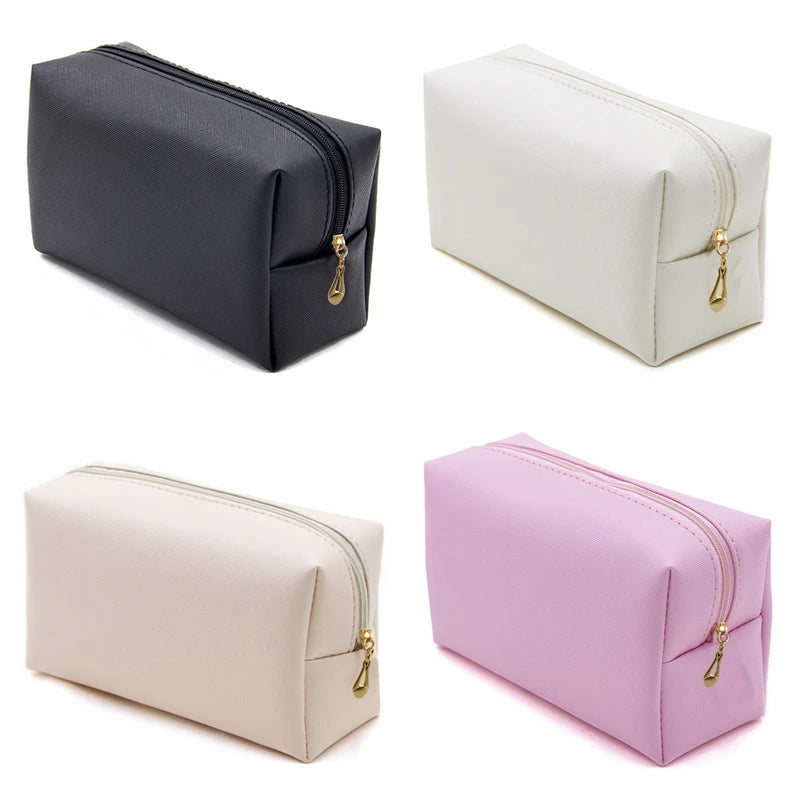 Women's Makeup Bag Large Capacity Leather PU Handheld Cosmetic Bags For Ladies Portable Waterproof Travel Wash Storage Bag