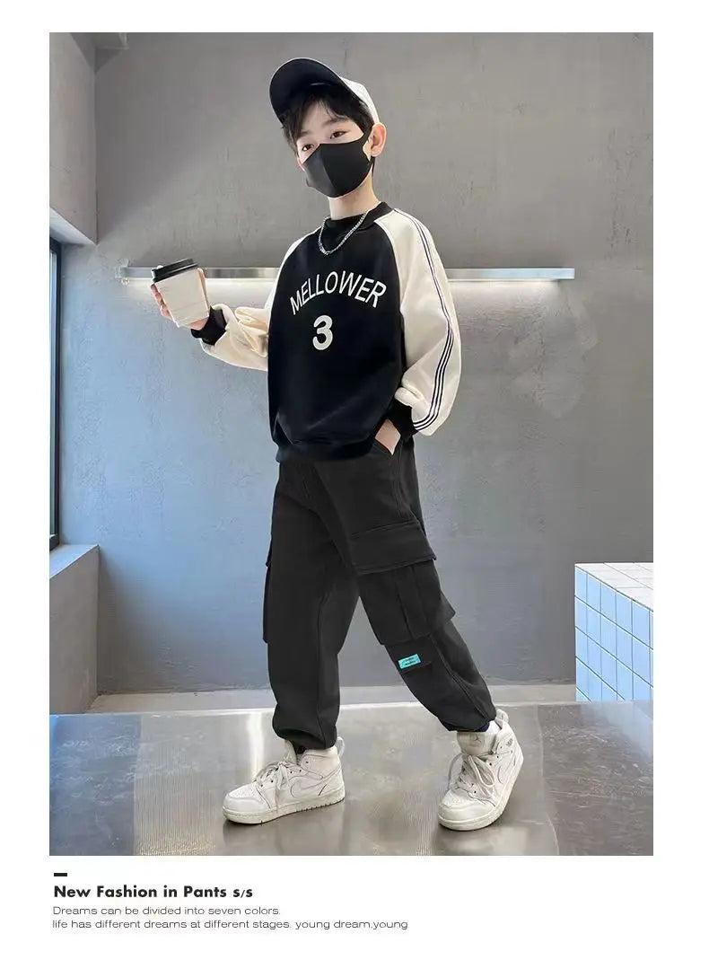 Boys Cargo Pants Spring Autumn Thick Boys Trousers Casual Kids Sport Pants Teenage Children Clothes For 5-12 Years Kids Clothing