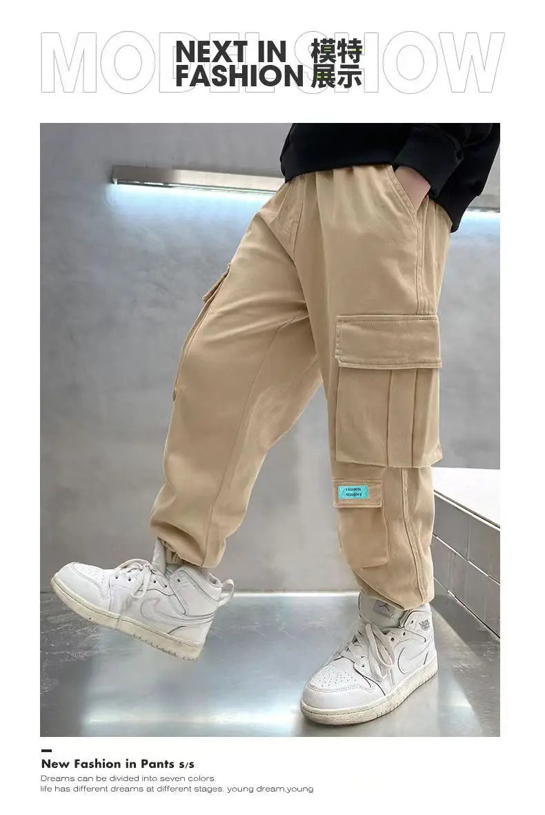 Boys Cargo Pants Spring Autumn Thick Boys Trousers Casual Kids Sport Pants Teenage Children Clothes For 5-12 Years Kids Clothing