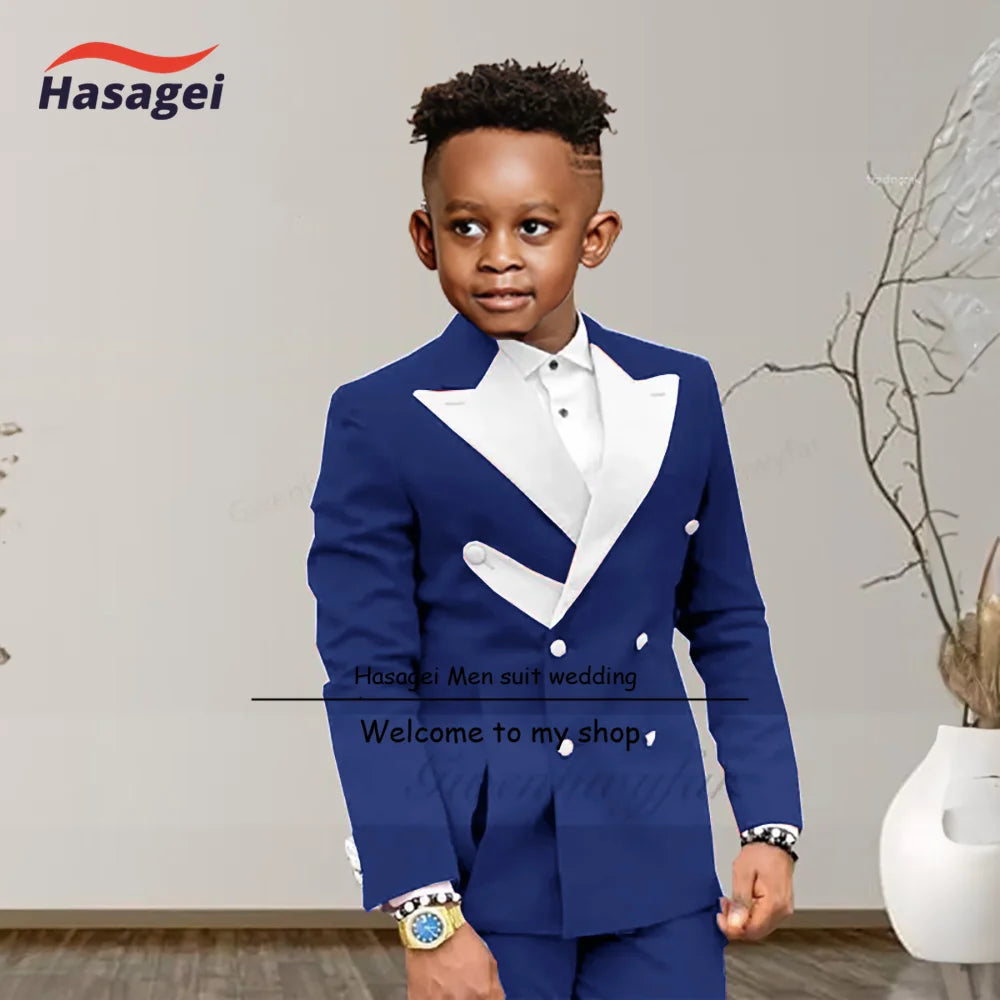 Boys Suits Fashion Luxury Red Suit Set White Pointed Collar Buckle With Double Row Front Slotted Business Casual