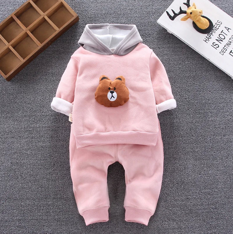 Boys Clothing Sets Children Fashion Cartoon Bear Baby T-shirt Vest Coat And Pants Suit 2pcs Outfits Kids Sport Suit1-4 years