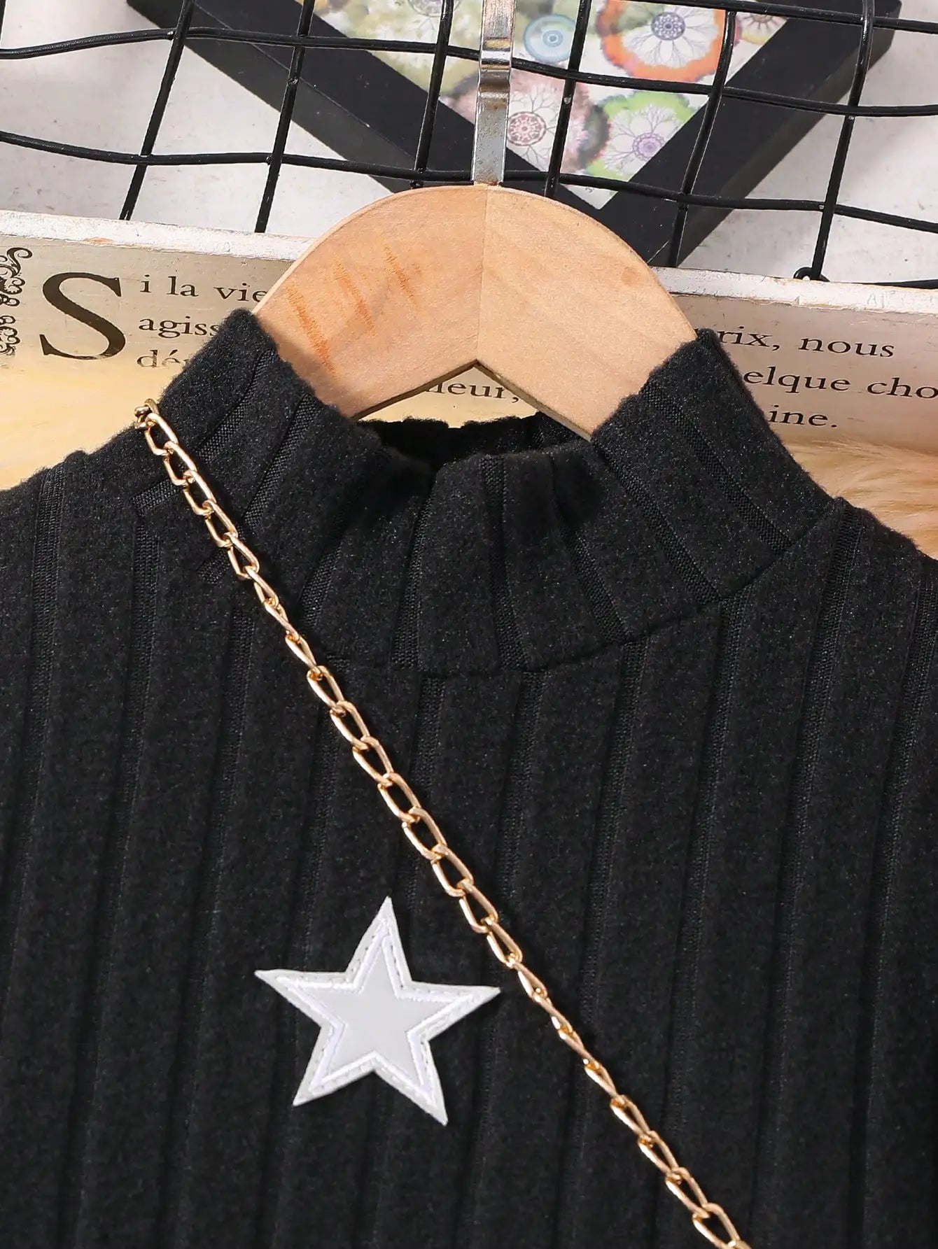 Girls Casual Elegant Star Graphic Ripped High Neck Slim Bodycon Dress Outdoor Gift Party Spring Fall