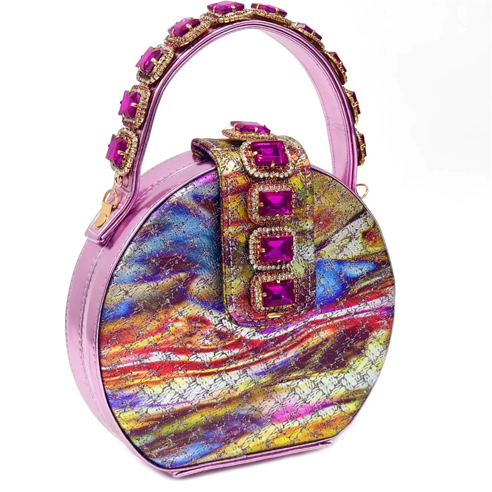 2024 Rhinestone Pointed-Toe High Heels Shoes and Bags Set for Women Wedding and Party Elegant Luxury Fashion in Wine Color