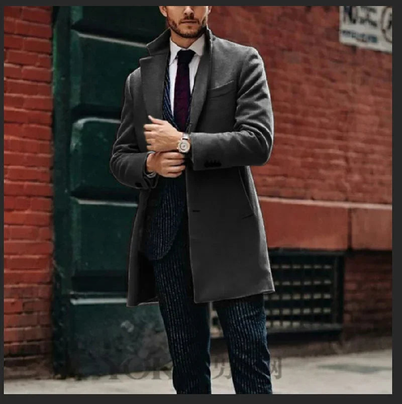 MRMT 2025 Brand New Men's Coat British Mid-Length Men Long-Sleeve Woolen Coat Casual Business Man Windbreak Woolen Coats Outwear