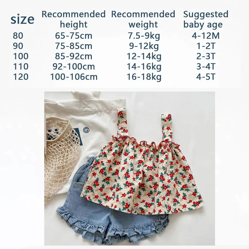 Girls Outfit Sets Summer Kids Casual Clothing For Girls Fragmented Suspender Skirt+Shorts Children's Baby Girl Clothing