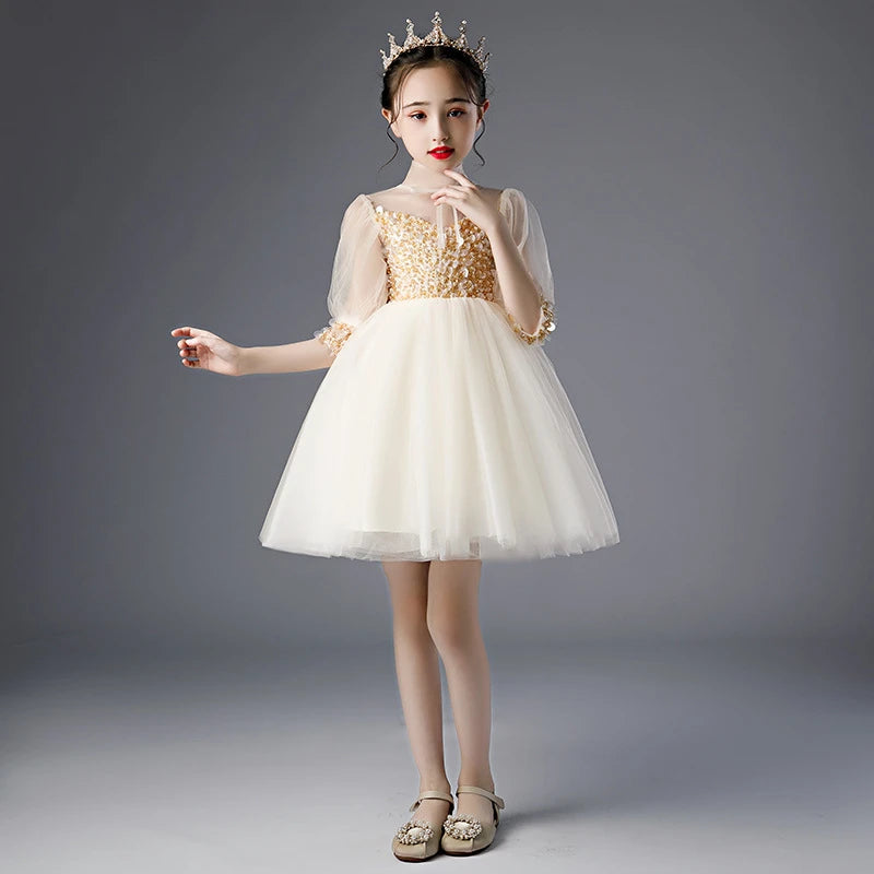 Children Clothing Green Dress for Girls 3 To 14 Year Elegant Formal Evening Dresses Long Luxury Cute Kid Wedding Party Ball Gown