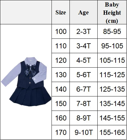 Kids Uniform for Boys Girls Vest 4 PCS Long Sleeve Autumn Back to School Clothing Set Teenage Preppy Style Daily Fashion Dress