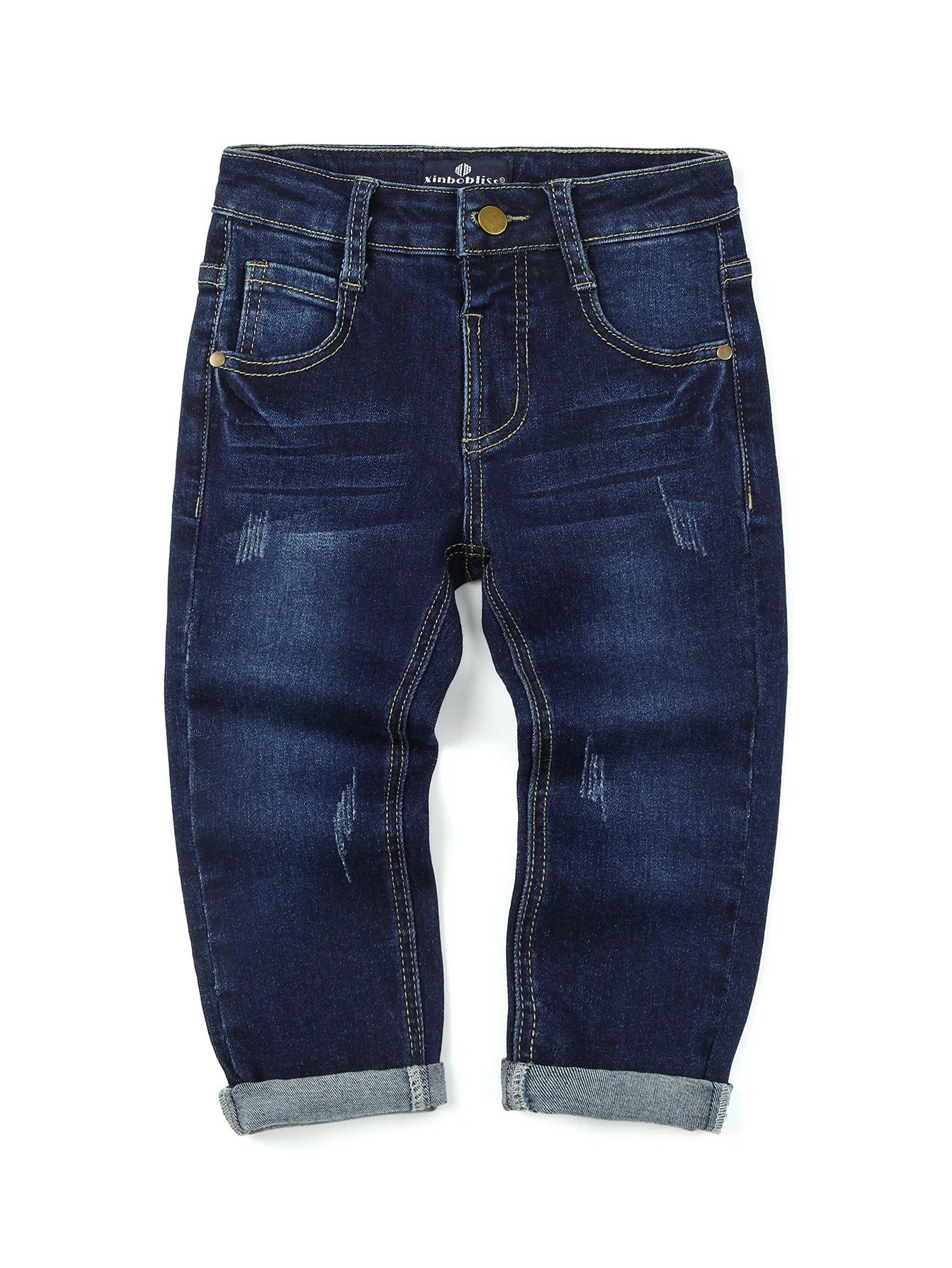 [Boys Denim Pants] Boys Casual Stretch Jeans Spring Autumn Youth Clothing Fashion Solid Trousers with Pocke