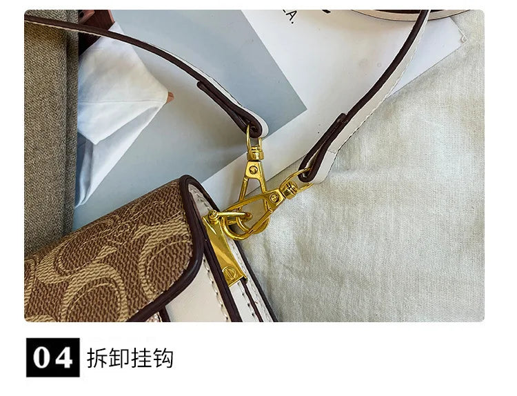 Women Bags Elegant Underarm Bag Letter Print Single Shoulder Crossbody Bag PU Leather Small Messenger Bag Flip Women's Handbags