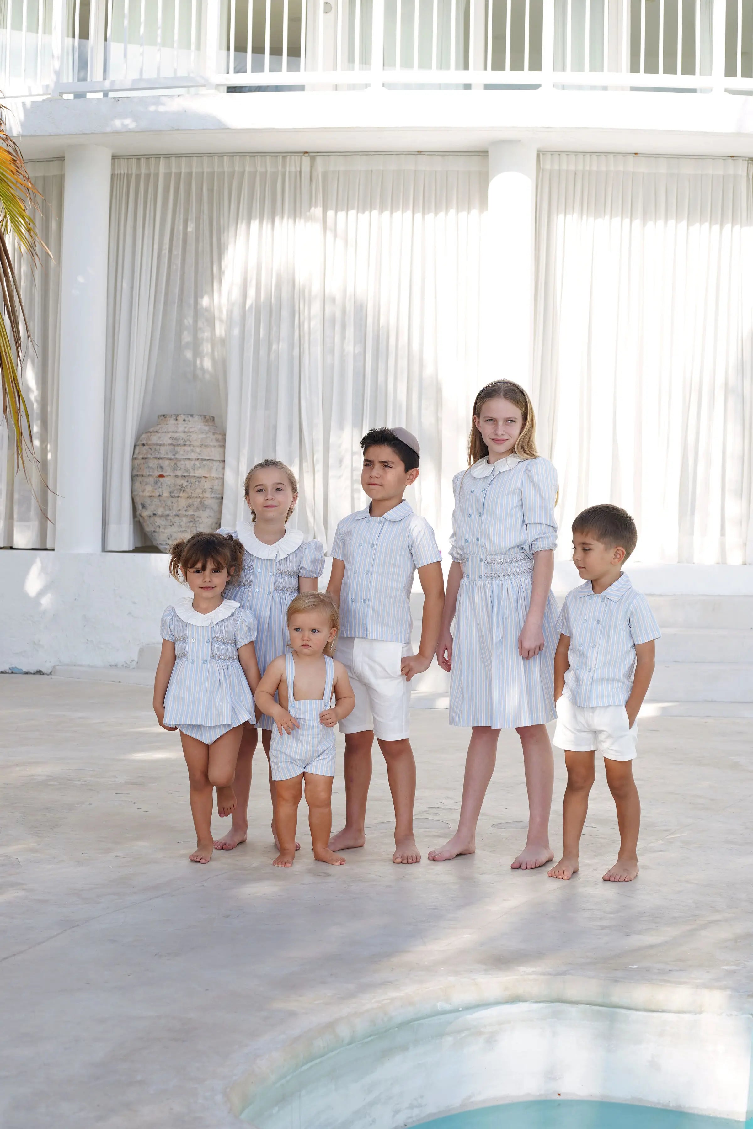 AP Summer Heirloom Striped Collection 2025SS Girls Handmade Smocked Dress Cute Baby Gilrl Set Boys Family Matching Clothing