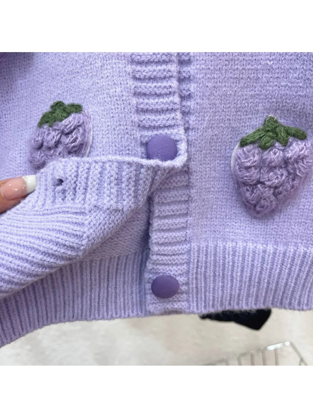Children's Clothing, Girls' Sweaters, Cardigans, Spring & Fall Kidsren's Outwears, Little Girls' Fashionable Handmade Grape Tops